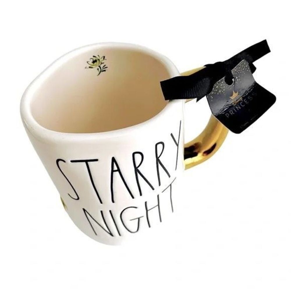 NWT Rae Dunn Disney Princess Jasmine STARRY NIGHT Aladdin White Gold Black Mug - Picture 8 of 12